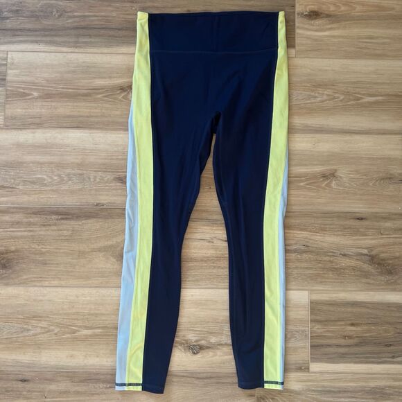 med Womens Athletic Pants Navy Blue Striped Leggings Fabletics Motion 365 - Picture 6 of 13